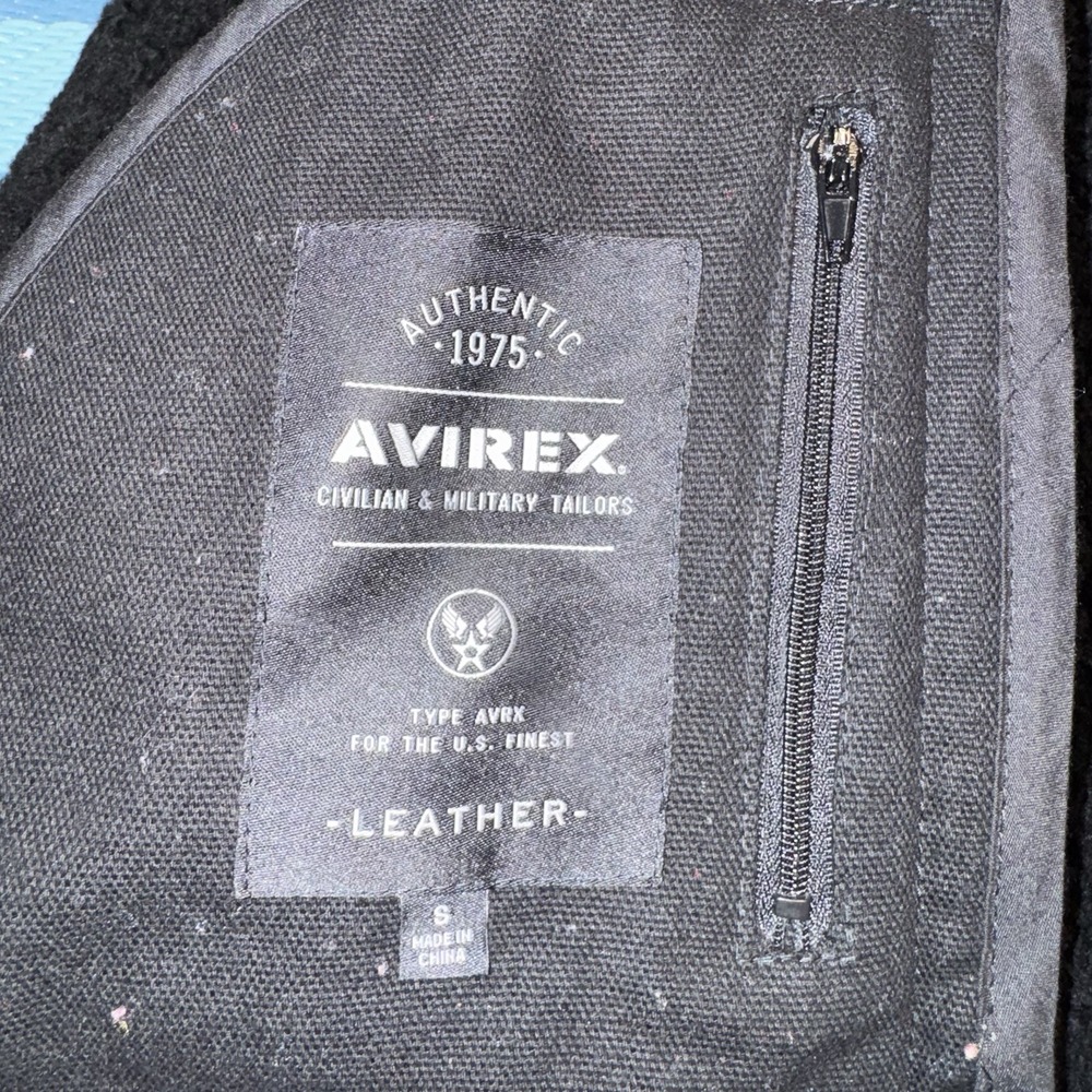 Avirex USA Sheepskin Shearling Lined Flight Bomber B-3 Jacket Black Men's Small - Picture 6 of 8